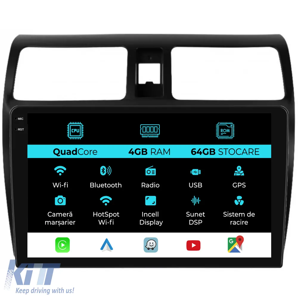 Dedicated Navigation suitable for Suzuki Swift (2003 - 2010), QuadCore, 10 Inch, 4Gb Ram, 64Gb Storage, Android Auto, Carplay