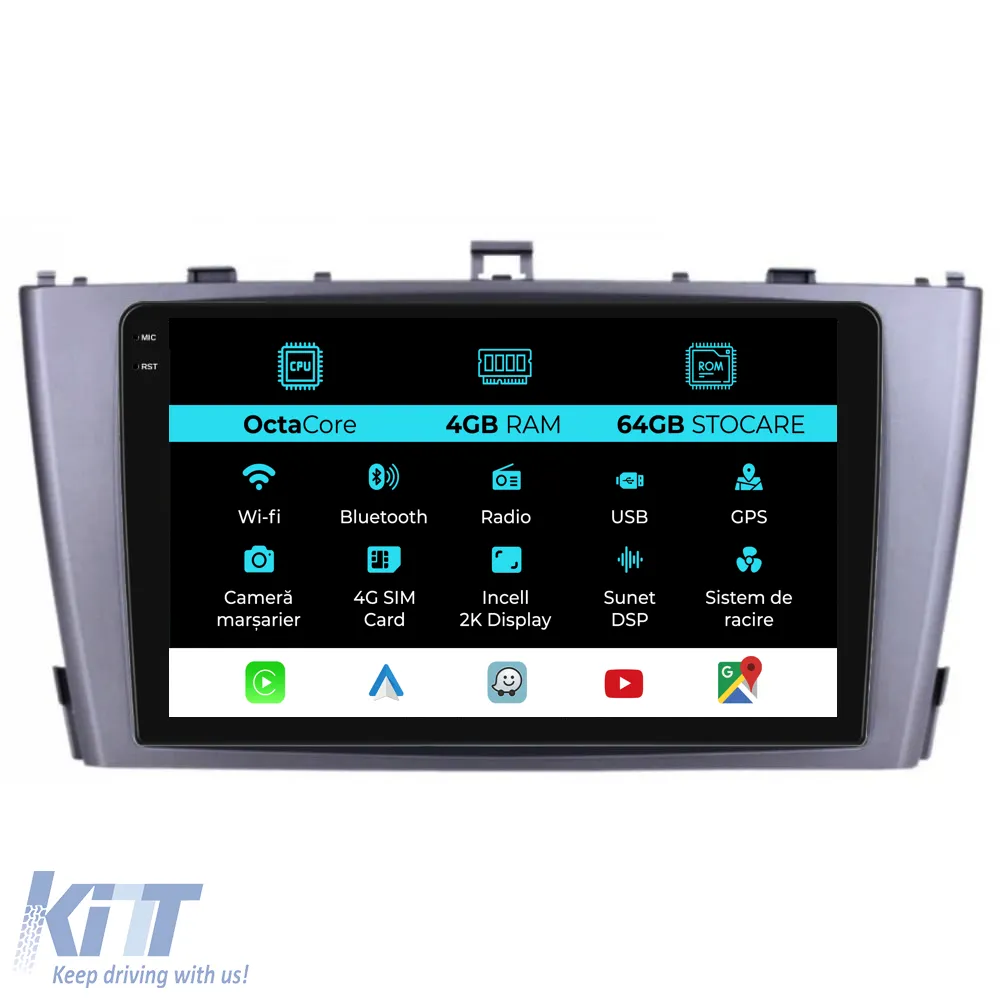 Dedicated Navigation suitable for Toyota Avensis (2008 - 2015), 2K, 4Gb RAM, 64Gb Storage, Android Auto, Carplay