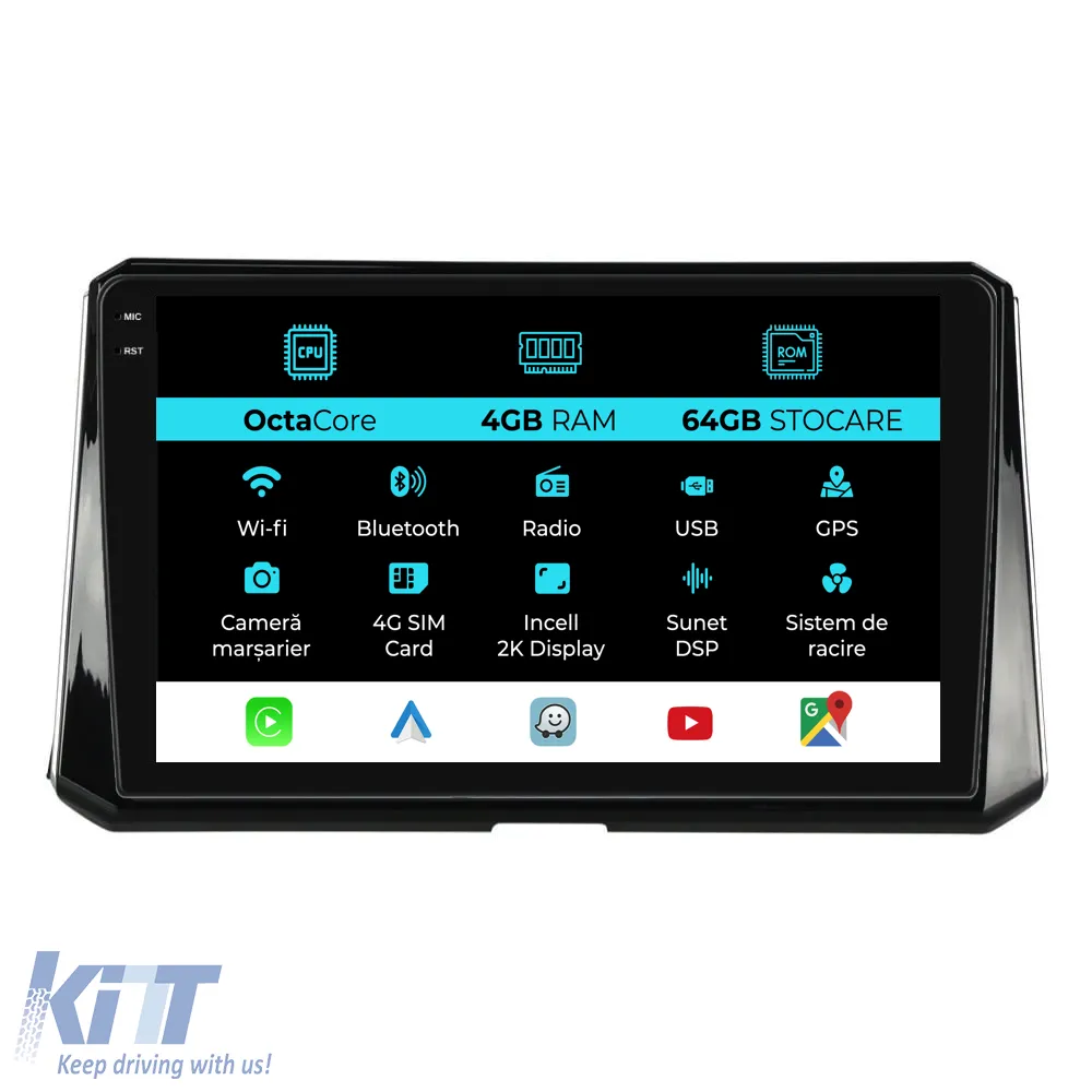 Dedicated Navigation suitable for Toyota Corolla (2013 - 2019), 2K, 4Gb RAM, 64Gb Storage, Android Auto, Carplay