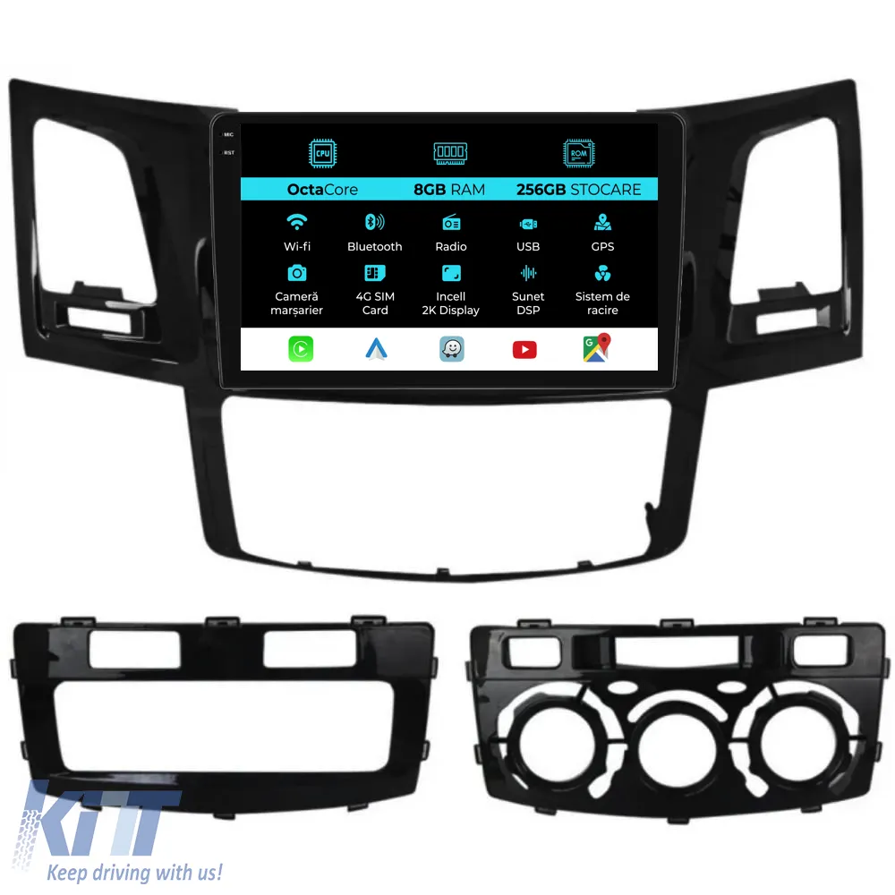 Dedicated Navigation suitable for Toyota Hilux VII (2004 - 2015), 2K, 8Gb RAM, 256Gb Storage, Android Auto, Carplay
