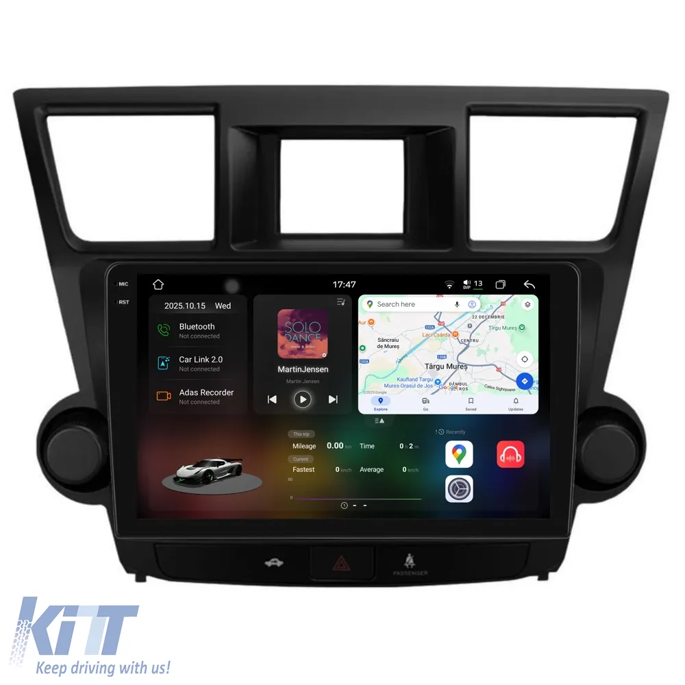 Dedicated Navigation suitable for Toyota Kluger (2008 - 2014), 2K, 12GB RAM, 256GB Storage, Android Auto, Carplay