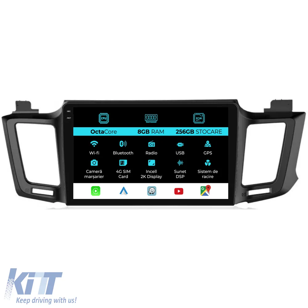 Dedicated Navigation suitable for Toyota Rav 4 (2006 - 2013), 2K, 8Gb RAM, 256Gb Storage, Android Auto, Carplay