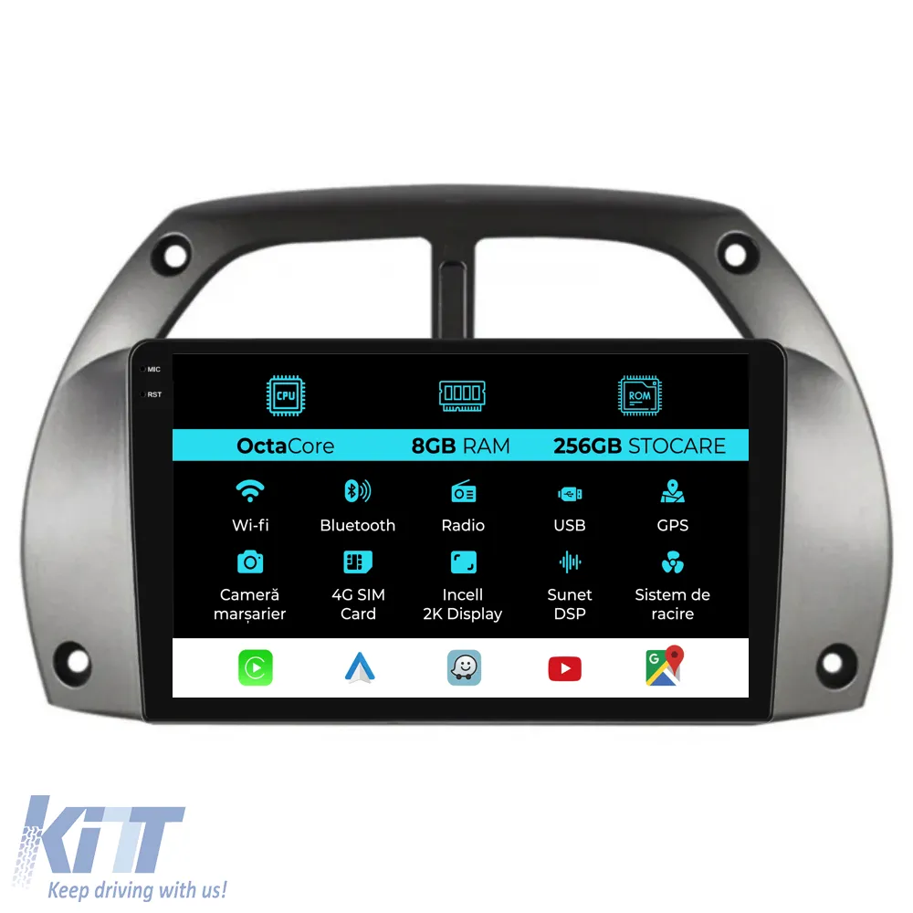 Dedicated Navigation suitable for Toyota Rav 4 (2000 - 2005), 2K, 8Gb RAM, 256Gb Storage, Android Auto, Carplay
