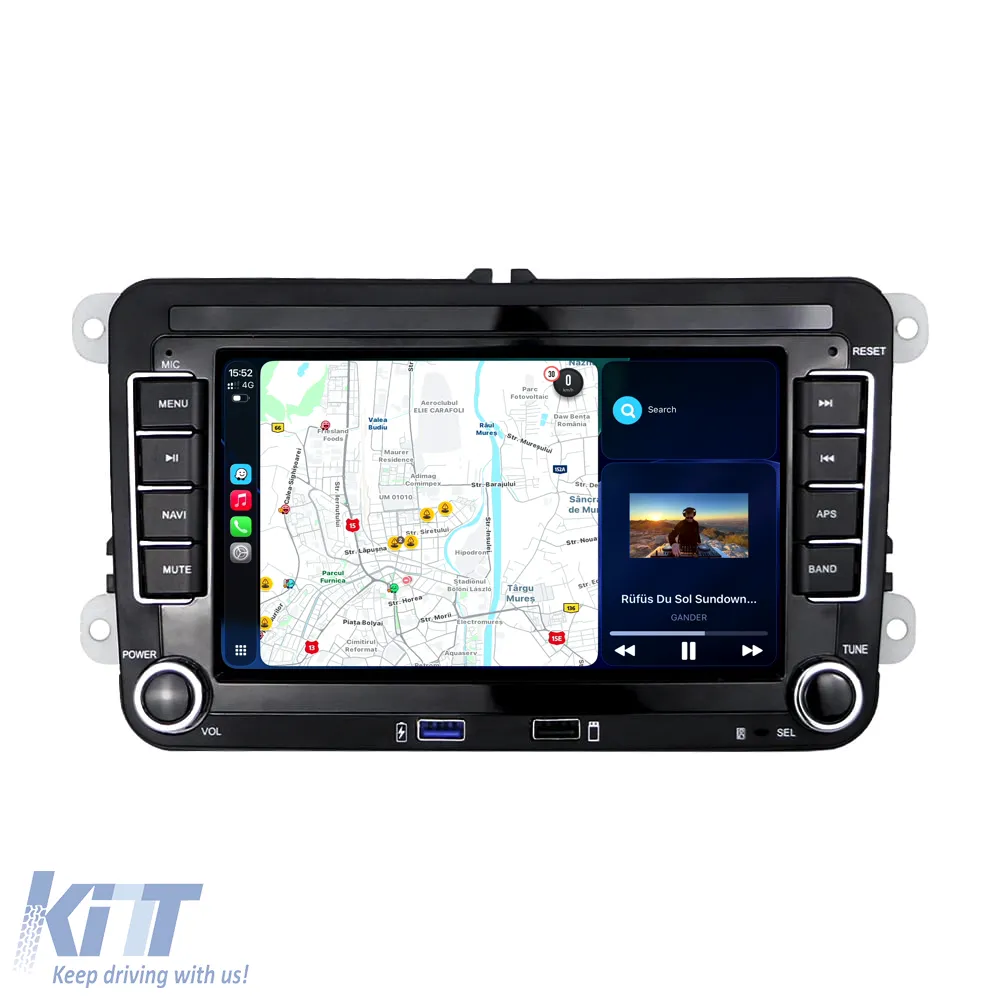 Dedicated Navigation suitable for Volkswagen, Quad-Core, 7 Inch, 4GB RAM, 64GB storage, Apple CarPlay, Android Auto