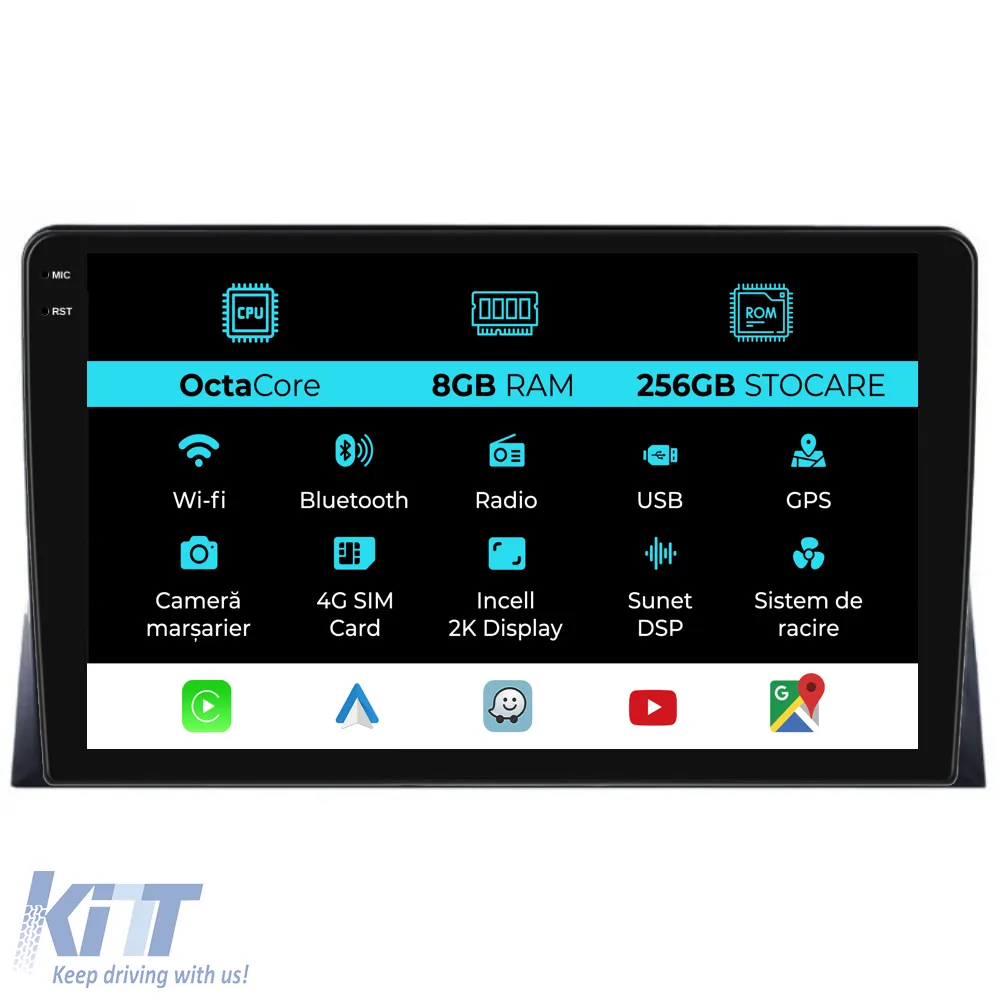 Dedicated Navigation suitable for Volkswagen Transporter (2003 - 2015), 2K, 8Gb RAM, 256Gb Storage, Android Auto, Carplay