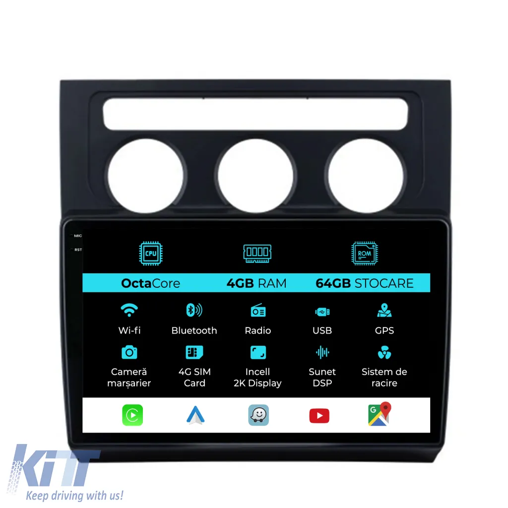 Dedicated Navigation suitable for Volkswagen Touran (2003 - 2014), 2K, 4Gb RAM, 64Gb Storage, Android Auto, Carplay