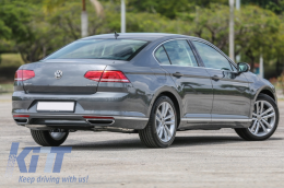 Diachvths Píso Profulaktíras profulaktíra katállhlos gia VW Passat B8 3G (2015-2019) Seirá R Schediasmós Twin Exhaust finírisma Chrómio-image-6048682