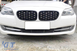 Diamanttyp Nieren chrom/schwarz geeignet für BMW 5er Reihe F10 Limousine, F11 Touring 2010-2017-image-6236854