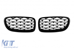 image-64-Diamanttyp Nieren schwarze Lackierung geeignet für BMW 5er Reihe F10 Limousine, F11 Touring 2010-2017