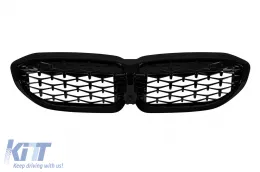image-18-Diamond type kidneys black lacquer suitable for BMW 3 Series G20 sedan, G21 touring 2019-2022