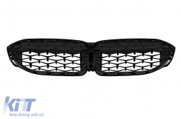Diamond type kidneys black lacquer suitable for BMW 3 Series G20 sedan, G21 touring 2019-2022-image-6237001
