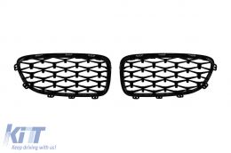 Diamond type kidneys chrome/black suitable for BMW 5 Series F10 sedan, F11 touring 2010-2017-image-6236852