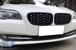 Diamond type kidneys chrome/black suitable for BMW 5 Series F10 sedan, F11 touring 2010-2017-image-6236853