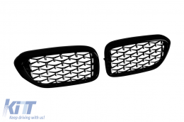 Diamond type kidneys chrome/black suitable for BMW 5 Series G30 sedan, G31 touring 2017-2020-image-6236896