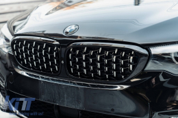 Diamond type kidneys chrome/black suitable for BMW 5 Series G30 sedan, G31 touring 2017-2020-image-6236899