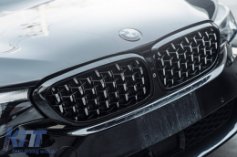 Diamond type kidneys chrome/black suitable for BMW 5 Series G30 sedan, G31 touring 2017-2020-image-6236900