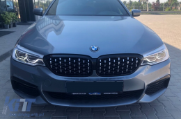 Diamond type kidneys chrome/black suitable for BMW 5 Series G30 sedan, G31 touring 2017-2020-image-6236901