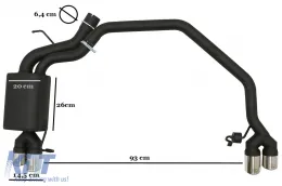 Diffuser Piano Black with Exhaust System Twin Double Exhaust Pipes suitable for BMW 5 Series F10 (2011-2016) 102-433/70RS-image-6072990