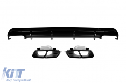 Diffuser with black tips type CLA45 suitable for rear A Design bumper on Mercedes CLA C117 2013-2015, black lacquer, -oo--oo- - ABMERA6009863