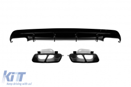 Diffuser with black tips type CLA45 suitable for rear A Design bumper on Mercedes CLA C117 2016-2018, black lacquer, -oo--oo- - ABMERA6009864