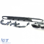Diffuseur arrière avec embouts d'échappement noirs, adapté pour Mercedes E-Class W213 sans A Design Line-image-6198155