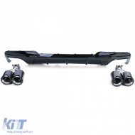 Diffuseur arrière brillant + embouts d'échappement 4 tuyaux en carbone véritable adapté pour BMW F10 F11 535i 535d-image-6202052
