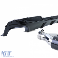 Diffuseur arrière brillant + embouts d'échappement 4 tuyaux en carbone véritable adapté pour BMW F10 F11 535i 535d-image-6202059