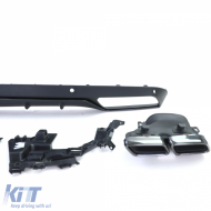 Diffuseur arrière sport avec sorties noires adapté pour Mercedes W205 berline 14-18-image-6203141