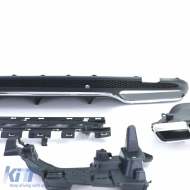 Diffuseur arrière sport avec sorties d'échappement chromées adapté pour Mercedes C W205 S205 berline 14-18-image-6196506