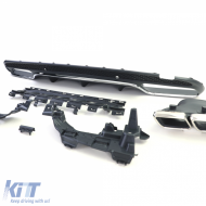 Diffuseur arrière sport avec sorties d'échappement chromées adapté pour Mercedes C W205 S205 berline 14-18-image-6196508