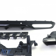 Diffuseur arrière sport avec sorties d'échappement noires adapté pour Mercedes C C205 Coupe 15-18-image-6196709