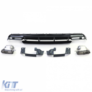 Diffuseur arrière sport avec sorties d'échappement noires adapté pour Mercedes A-Class W176 à partir de 15-image-6200126