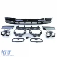 Diffuseur arrière sport en noir brillant avec sorties d'échappement chromées adapté pour Mercedes CLA C118 X118-image-6200134