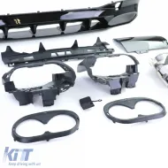 Diffuseur arrière sport en noir brillant avec sorties d'échappement chromées adapté pour Mercedes CLA C118 X118-image-6200139