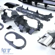 Diffuseur arrière sport en noir brillant avec sorties d'échappement chromées adapté pour Mercedes CLA C118 X118-image-6200140
