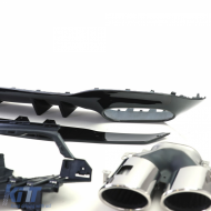 Diffuseur arrière sport noir avec sorties d'échappement chromées adapté pour Mercedes A-Class W177 à partir de 19-image-6264004
