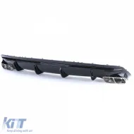 Diffuseur arrière sport noir brillant avec sorties d'échappement chromées adapté pour Mercedes CLA C117 16-19-image-6192310