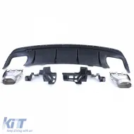 Diffuseur arrière sport noir brillant avec sorties d'échappement chromées adapté pour Mercedes CLA C117 16-19-image-6192314