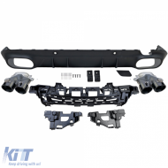 Diffuseur arrière sport + sorties d'échappement noires adaptées pour Mercedes CLS C257 2018-2023-image-6208383