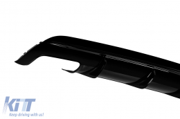 Diffuseur avec embouts noirs type CLA45 adapté pour le pare-chocs arrière A Design sur Mercedes CLA C117 2013-2015, laqué noir, -oo--oo--image-6150347