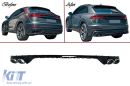 Diffuseur d'aileron arrière Double Sortie pour Audi Q8 S-Line 2018-2023 Argent Conseils-image-6089718