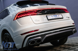 Diffuseur d'aileron arrière Double Sortie pour Audi Q8 S-Line 2018-2023 Argent Conseils-image-6089720