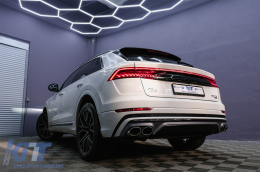 Diffuseur d'aileron arrière Double Sortie pour Audi Q8 S-Line 2018-2023 Argent Conseils-image-6089721