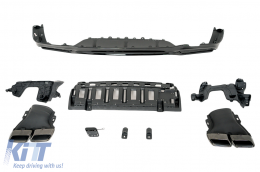 Diffuseur de pare-chocs Embouts d'échappement noirs pour Mercedes Classe E W213 Sport Line 16-19 E63 Design Night Package-image-6098465