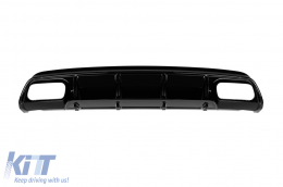 Diffuseur de type A45 avec embouts noirs adapté au pare-chocs arrière A Design sur Mercedes Classe A W176 2015-2018, laqué noir-image-6150314