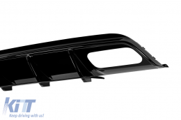 Diffuseur de type A45 avec embouts noirs adapté au pare-chocs arrière A Design sur Mercedes Classe A W176 2015-2018, laqué noir-image-6150315