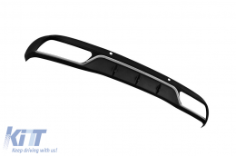 Diffuseur de type C63 avec embouts noirs adapté au pare-chocs arrière standard pour Mercedes Classe C W205 berline, S205 break 2013-2019 -oo--oo-, avec garniture chromée-image-6148630