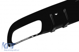 Diffuseur de type C63 avec embouts noirs adapté pour le pare-chocs arrière A Design sur Mercedes Classe C W205 berline, S205 break 2014-2020 -oo--oo-, avec garniture noire-image-6148680