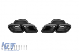 Diffuseur de type GLE63 avec embouts noirs adapté au pare-chocs arrière A Design sur Mercedes GLE W166 2015-2019 -oo--oo-, avec garniture noire-image-6148622