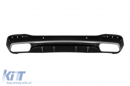 Diffuseur de type GLS63 avec embouts noirs adapté au pare-chocs arrière A Design sur Mercedes GLS X167 après 2019 -oo--oo-, avec garniture chromée-image-6148188